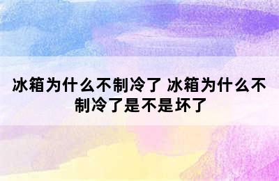 冰箱为什么不制冷了 冰箱为什么不制冷了是不是坏了